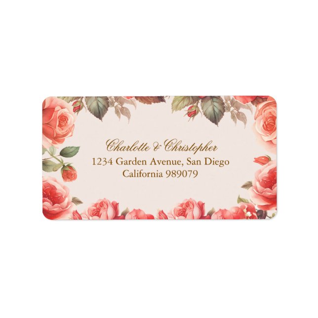 Romantisk Watercolor Blommigt Bröllop Returadress Adressetikett (Framsidan)