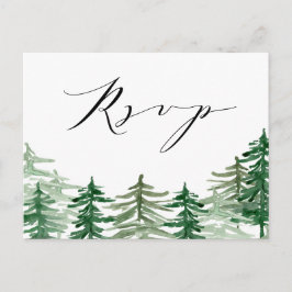 Romantisk Watercolor Woodland OSA Inbjudan Vykort