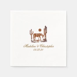 Romantisk Western Mörk Brown Bröllop Pappersservett