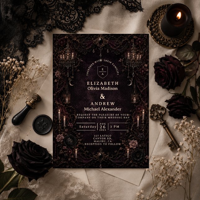 Romantisk Whimsy Goth Bröllop Inbjudningar (Skapare uppladdad)