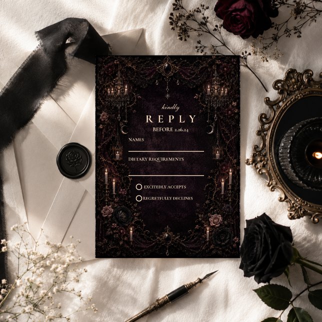 Romantisk Whimsy Goth Bröllop OSA Kort (Skapare uppladdad)