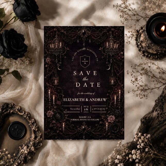 Romantisk Whimsy Goth-Hochszeit Spara Datumet (Skapare uppladdad)