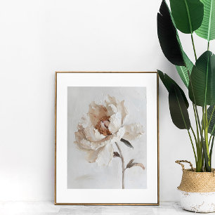 Romantisk White Peony Painting Aesthetic Wall Art Poster