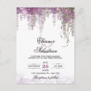 Romantisk Wisteria Lila QR-kod Bröllop Vykort