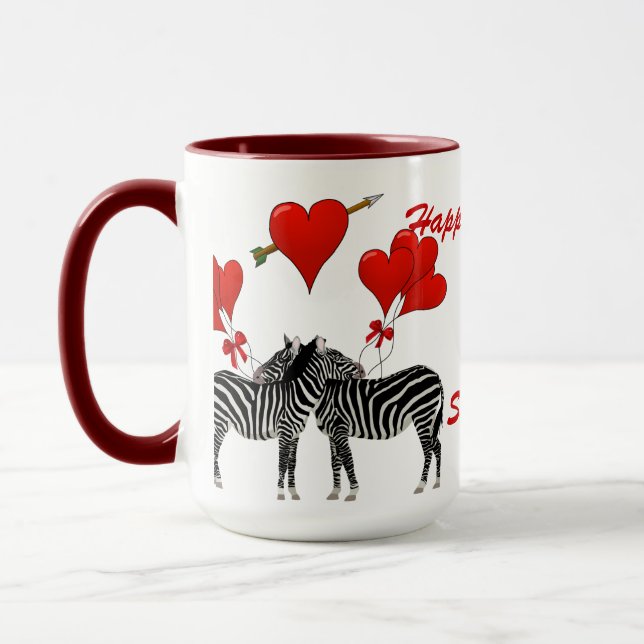 Romantisk zebra kärlek Valentines Mugg (Vänster)