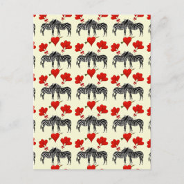 Romantisk zebror och kärlekhjärtavalentines helg vykort