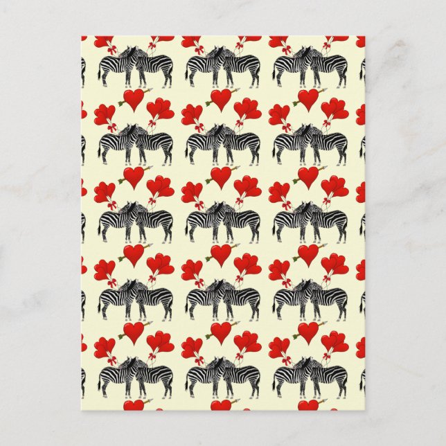 Romantisk zebror och kärlekhjärtavalentines helg vykort (Framsida)