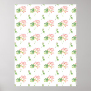 Romantiska С ute lotus blommor Poster