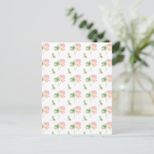 Romantiska С ute lotus blommor Vykort (Stående Fram)