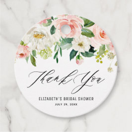 Romantiska akvarell rosa persiko blomster tack gåvor etiketter