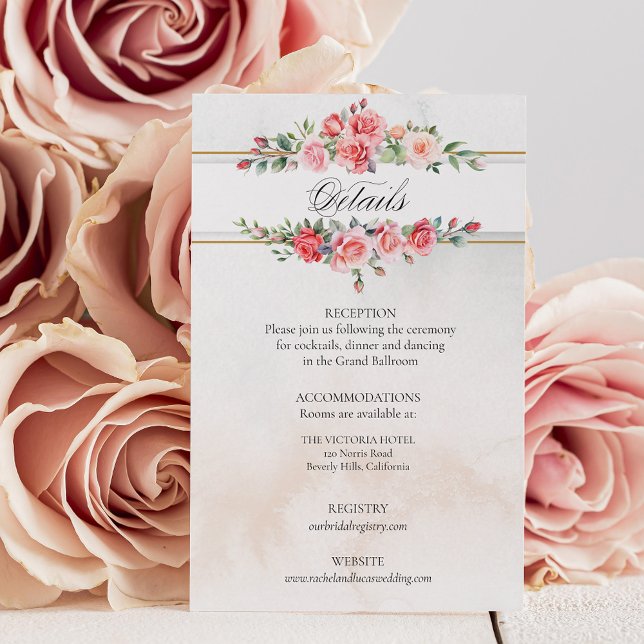 Romantiska akvarell rosa rosor & kalligrafi tilläggskort (Skapare uppladdad)