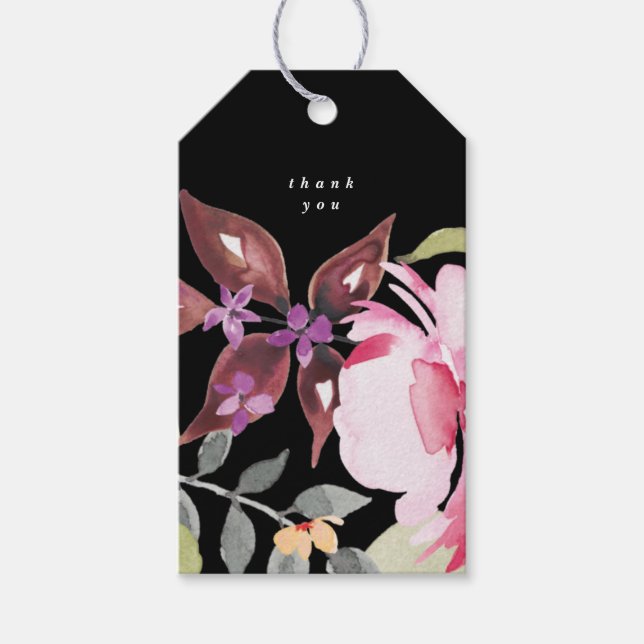 Romantiska akvarellblommor bröllopsfavorit presentetikett (Framsidan)