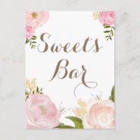 Romantiska akvarellblommor Godis Bar Party skylt
