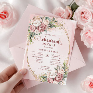 Romantiska akvarellblommor i rosa nyans repetition inbjudningar