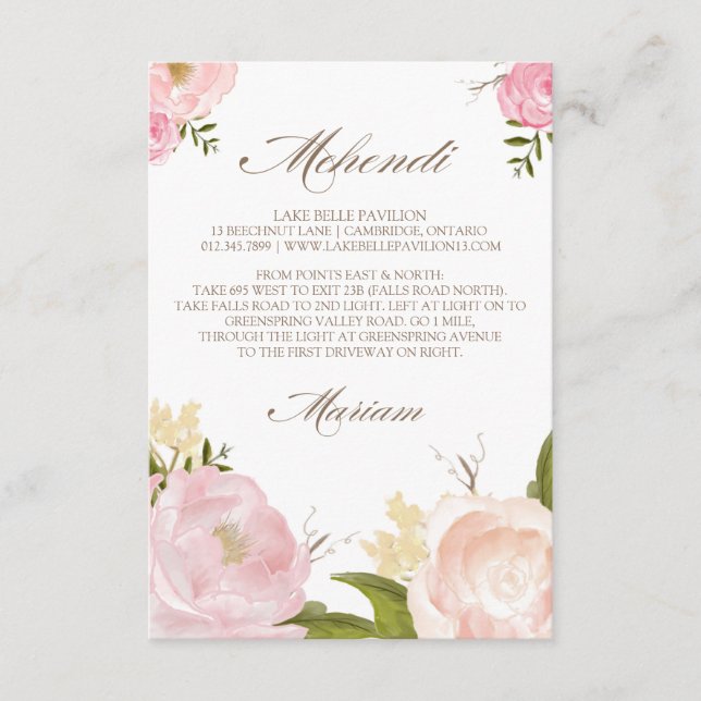 Romantiska akvarellblommor specialbeställd kort (Framsida)