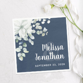 Romantiska akvarellblommor vita blommor bröllop pappersservett