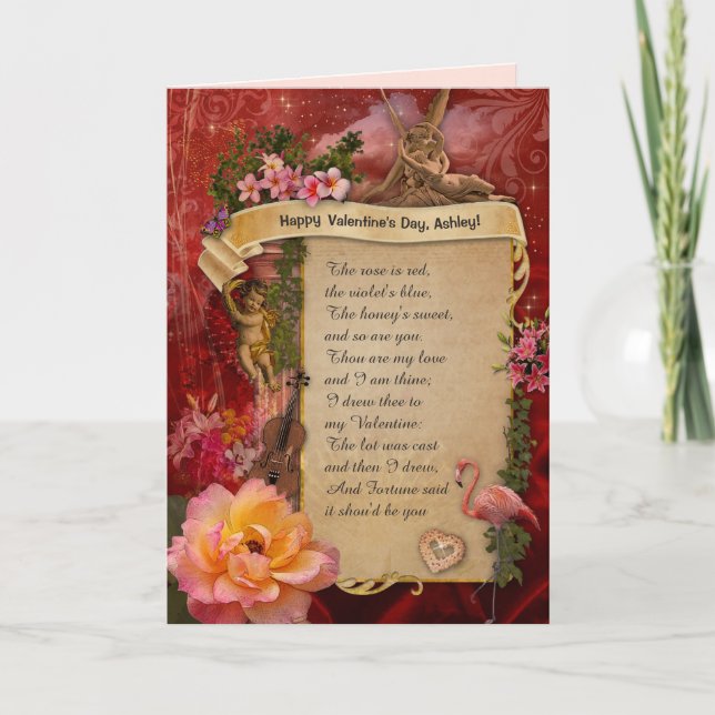 Romantiska Alla hjärtans (anpassadet) Helgkort (Framsida)