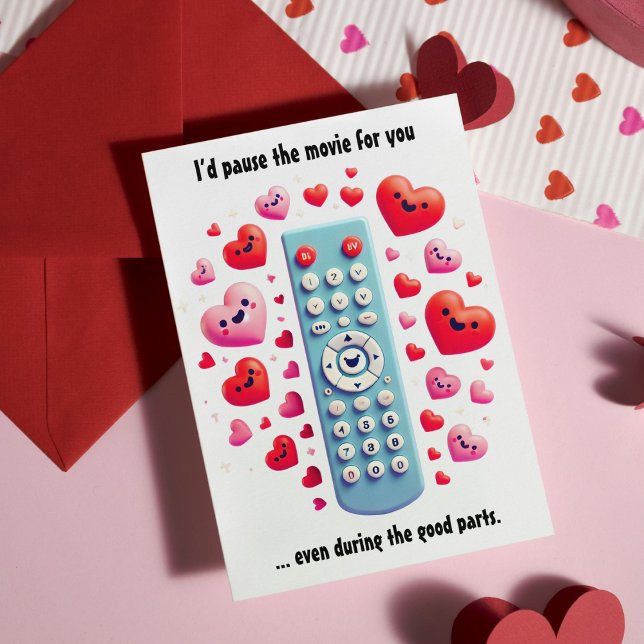 Romantiska Alla hjärtans dag | Jag skulle pausa fi Julkort (Romantic Valentine's Day | I'd Pause the Movie Holiday Card)