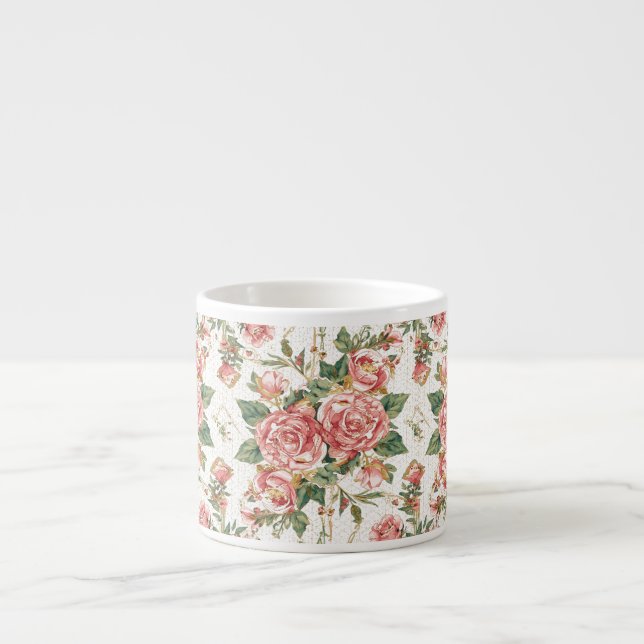 Romantiska Alla Hjärtans Dag med vackra rosor, Ros Espressomugg (Framsidan)