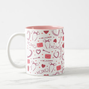 Romantiska Alla hjärtans dag - Vit och Rosa Två-Tonad Mugg