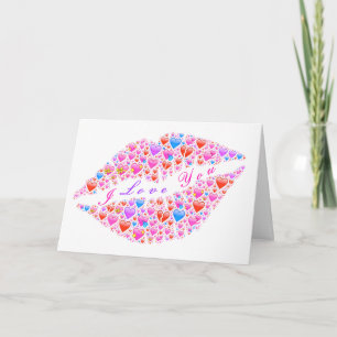 Romantiska Alla hjärtans dagskort Hearts Kiss Läpp Kort