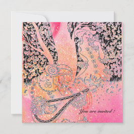 ROMANTISKA ÄLSKARE, ROMANS I ROSA FUCHSIA GLITTER INBJUDNINGAR