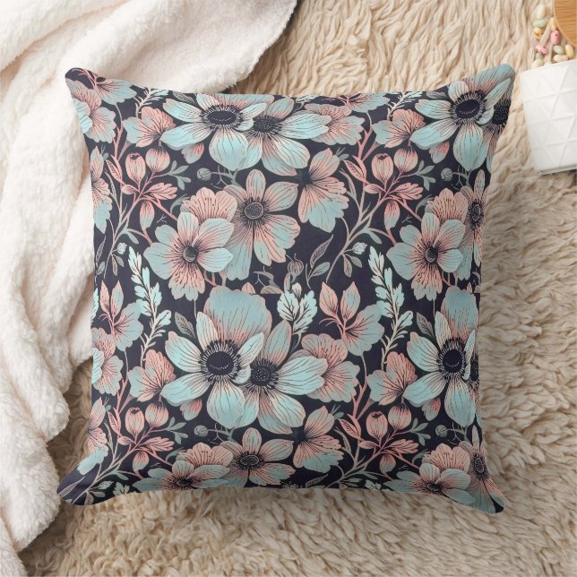 Romantiska anemoner mönster design 1 kudde (Filt)