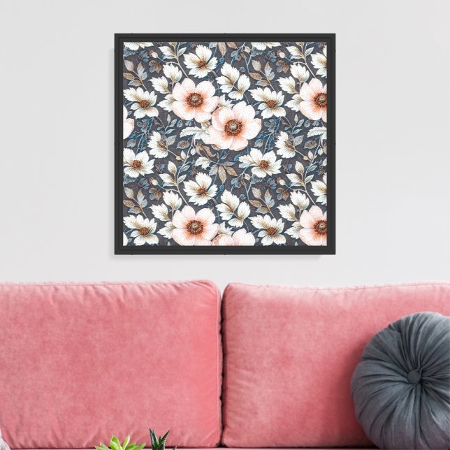 Romantiska anemoner mönster design 2 canvastryck (Insitu (Vardagsrum))