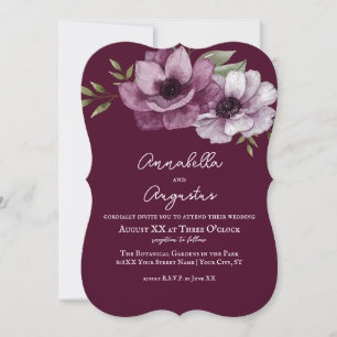 Romantiska Anemoner på Merlot Inbjudningar