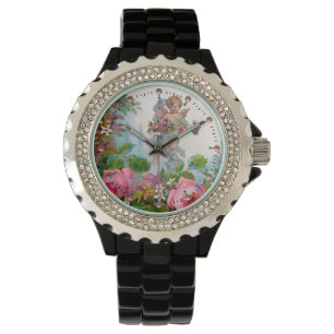 ROMANTISKA ANGELEN SOM SAMLAR ROSA ROS OCH FLÖDEN ARMBANDSUR