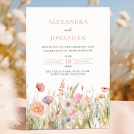Romantiska ängsblommor för bröllop inbjudningar