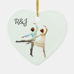 Romantiska Ballet Dancers - Initialer & text Julgransprydnad Keramik