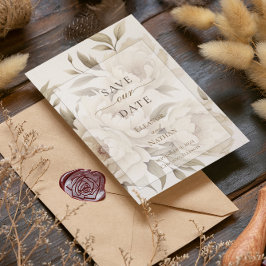 Romantiska Beige Pioner Blommig Vintage Höst Bröll Spara Datumet