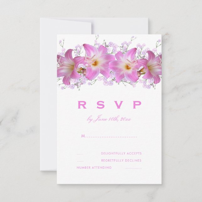Romantiska Belladonna Liljor Bröllop RSVP OSA Kort (Framsida)