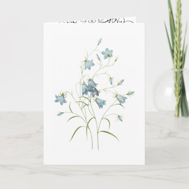 romantiska blå blommar vatten färg kort (Framsida)