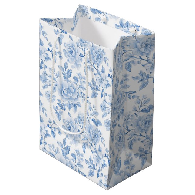 Romantiska blå vita blommor bröllopsdusch (Framsidan Vinklad)