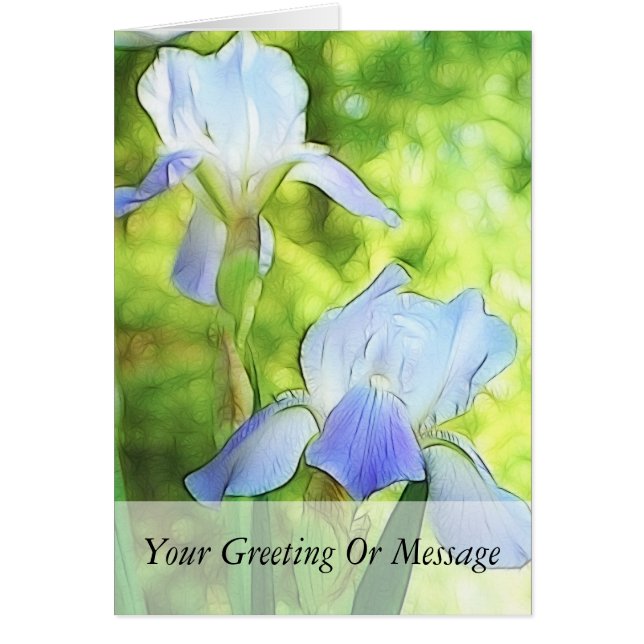 Romantiska blåttIrises Hälsningskort (Framsidan)