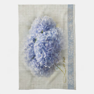 Romantiska blåttvanlig hortensia kökshandduk
