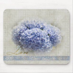 Romantiska blåttvanlig hortensia musmatta
