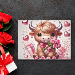 Romantiska blodkroppar Highland Cow Valentine