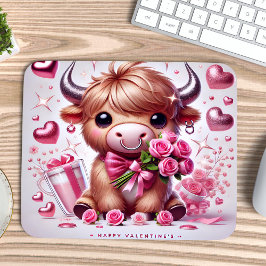 Romantiska blodkroppar Highland Cow Valentine Musmatta