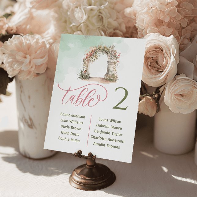 Romantiska Blommiga Valvbåge Bröllopsbord Kort Pla (Romantic Floral Arch Wedding Table Cards Seating)