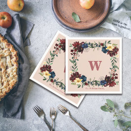 Romantiska Blommigtar Anpassningsbar Monogram Pappersservett
