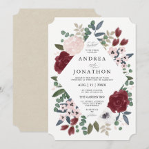 Romantiska Blommigtar Bröllopsinbjudan