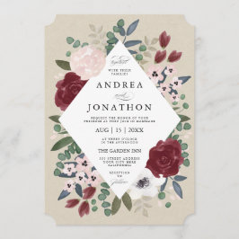 Romantiska Blommigtar Bröllopsinbjudan Inbjudningar