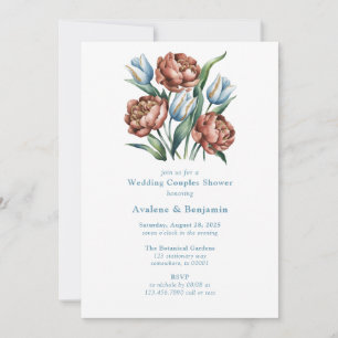Romantiska Blommigtar: Möhippan Peonies & Tulips Inbjudningar