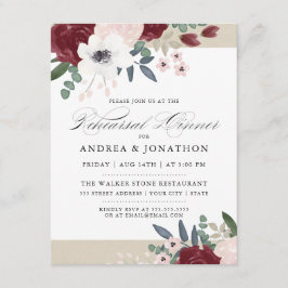 Romantiska Blommigtar Rehearsal Middag inbjudan