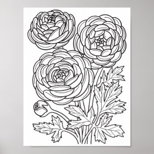 Romantiska blommor - avancerad färgsida poster