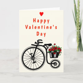 Romantiska blommor Bike på Alla hjärtans dagskort Kort