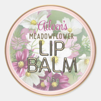 Romantiska blommor Embossed Text Lip Balm Guld Rim Runt Klistermärke